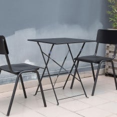 Bolero Perth Square Pavement Style Steel Table Black 600mm