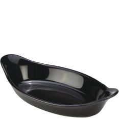 Genware Stoneware Oval Eared Dish 22cm Black (Pack of 4)