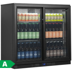 Tefcold Back Bar Bottle Cooler Beer Fridge Double Sliding Door 196 Litre