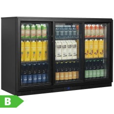 Tefcold Back Bar Bottle Cooler Beer Fridge Triple Sliding Door 311 Litre