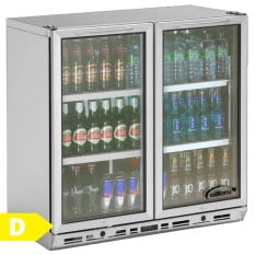 Williams BC2 Back Bar Bottle Cooler Beer Fridge Double Door Stainless Steel 184 Bottles