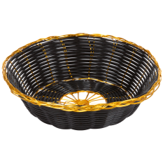Black Round Rattan Basket 8"