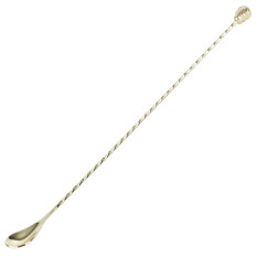 Gold Plated Bar Spoon With Skull End 40.5cm