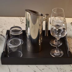 GenWare Solid Black Tray with Metal Handles 30 x 20cm