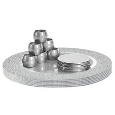 Metallic Dining Table Bundle Hammered Silver (Pack of 18)