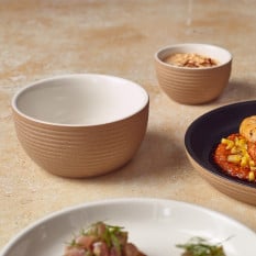 GenWare Kava White Stoneware Ribbed Round Bowl 11.5cm/4.5" (Pack of 6)
