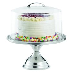 Stainless Steel Cake Stand Display & Dome Cover Set