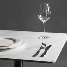 Artisano Calacatta Marble High Gloss Ceramic Square Table Top 700 x 700mm