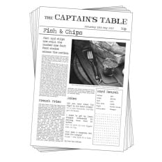 Greaseproof Paper Sheets Captain's Table Newspaper Print Large 27 x 42cm (Pack of 500)