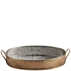 Vintage Steel Serving Tray Antique Brass 31cm/12.2" (Pack of 6)