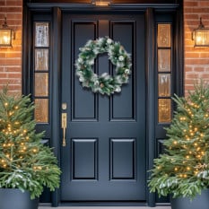 Silver Bauble Pine Wreath 60cm