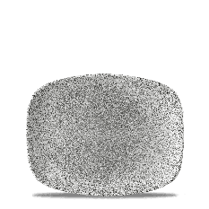 Raku Jasper Grey Chefs Oblong Plate 10.3 Inch x 8 Inch
