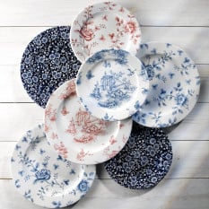 Churchill Vintage Prints Cranberry Toile Profile Plate 21cm/8.25" (Pack of 6)