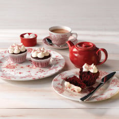 Churchill Vintage Prints Cranberry Rose Chintz Plate 27.6cm/10.81" (Pack of 6)
