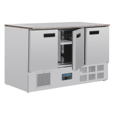Polar 3 Door Refrigerated Counter with Marble Work Top 368 Litre