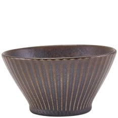 Terra Porcelain Cinder Black Fluted Conical Bowl 11.5cm/4.5" (Pack of 6)
