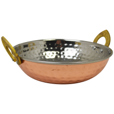 Copper Kadai Dish with Brass Handles 17cm (Pack of 12)