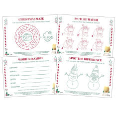 9" Festive Joy White Mixed Box Christmas Crackers with Puzzles (Pack of 100)
