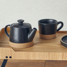 GenWare Kava Black Stoneware Coffee Cup 285ml/10oz (Pack of 6)