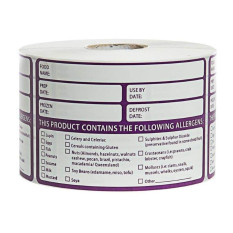 Allergen Contents Label - Date & Prep Info 60x95mm (Pack of 500)