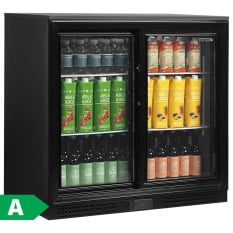 Tefcold Back Bar Bottle Cooler Beer Fridge Double Sliding Door 190 Litre
