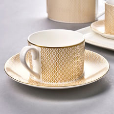 William Edwards Diamond Gold Coupe Tea Can Cup 6cm/2" 200ml/7oz (Pack of 12)