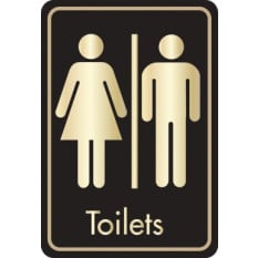 Buzz DM081 Gold on Black Bar Signs 128x83mm - Toilets