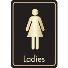 Buzz DM082 Gold On Black Bar Signs 128x83 - Ladies Toilet Sign