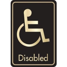 Buzz DM084 Gold On Black Bar Signs 126x83 - Disabled Toilets Signs