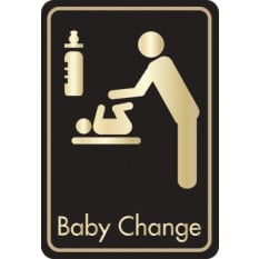 Buzz DM085 Gold On Black Bar Signs 126x83 - Baby Changing Sign