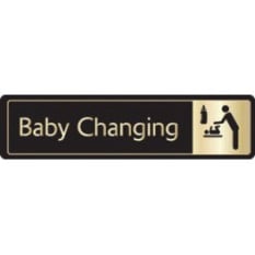 Gold On Black Door Sign - Baby Change 43x178