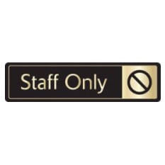 Gold On Black Door Sign - Staff Only 43x178