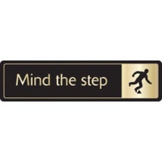 Buzz DM099 Gold On Black Bar Signs 43x178 - Mind The Step