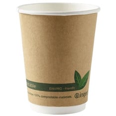 Compostable Paper Cup Double Walled Kraft 355ml/12oz (Pack of 500)
