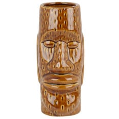 Ceramic Easter Islander Medium Brown Tiki Mug 450ml