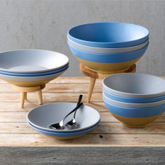 Churchill Emerge Oslo Blue Melamine Shallow Bowl 36cm/14.17" 3.7L/130oz (Pack of 2)
