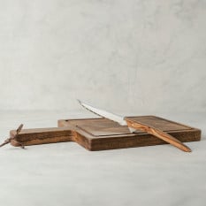 Eternum Vertical Blade Steak Knife Olive Wood Handle
