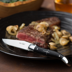 Laguiole Black Handled Steak Knife Black Blade (Pack of 12)
