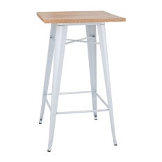 Bolero Bistro Bar Table with Wooden Top White