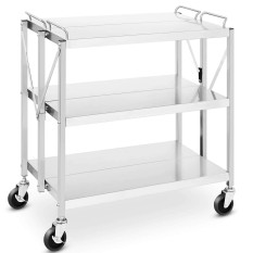 Foldable Stainless Steel Service Trolley 3 Tier