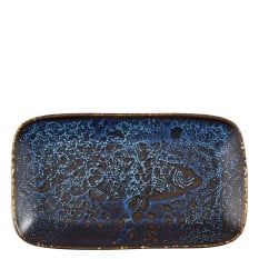 Churchill Inked Fresco Cascade Blue Natural Tray 26 x 15cm (Pack of 6)