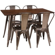 Artisano French Bistro Table Gunmetal Grey/Walnut 1200 x 700mm