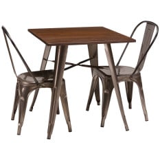 Artisano French Bistro Table Gunmetal Grey/Walnut 700mm