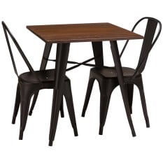 Artisano French Bistro Table Matt Black/Walnut 700mm