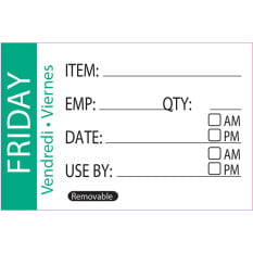 Food Rotation Label Item/Date/Use By - Friday (Pack of 500)