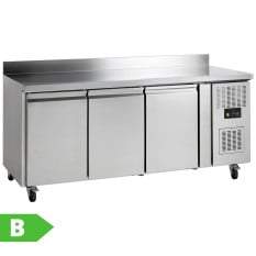 Tefcold Counter Fridge with Splashback 3 Door 417 Litre