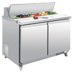 Polar U-Series Double Door Prep Counter Fridge 405 Litre