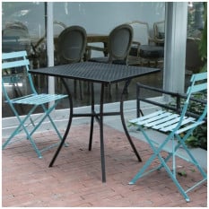 Bolero Black Steel Patterned Square Bistro Table 700mm