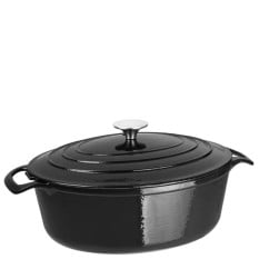 Vogue Black Oval Casserole Dish 30cm/11.5" 5 Litres/176oz