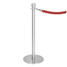 Bolero Flat Base Barrier Posts Brushed Stainless Steel (Pack of 2)